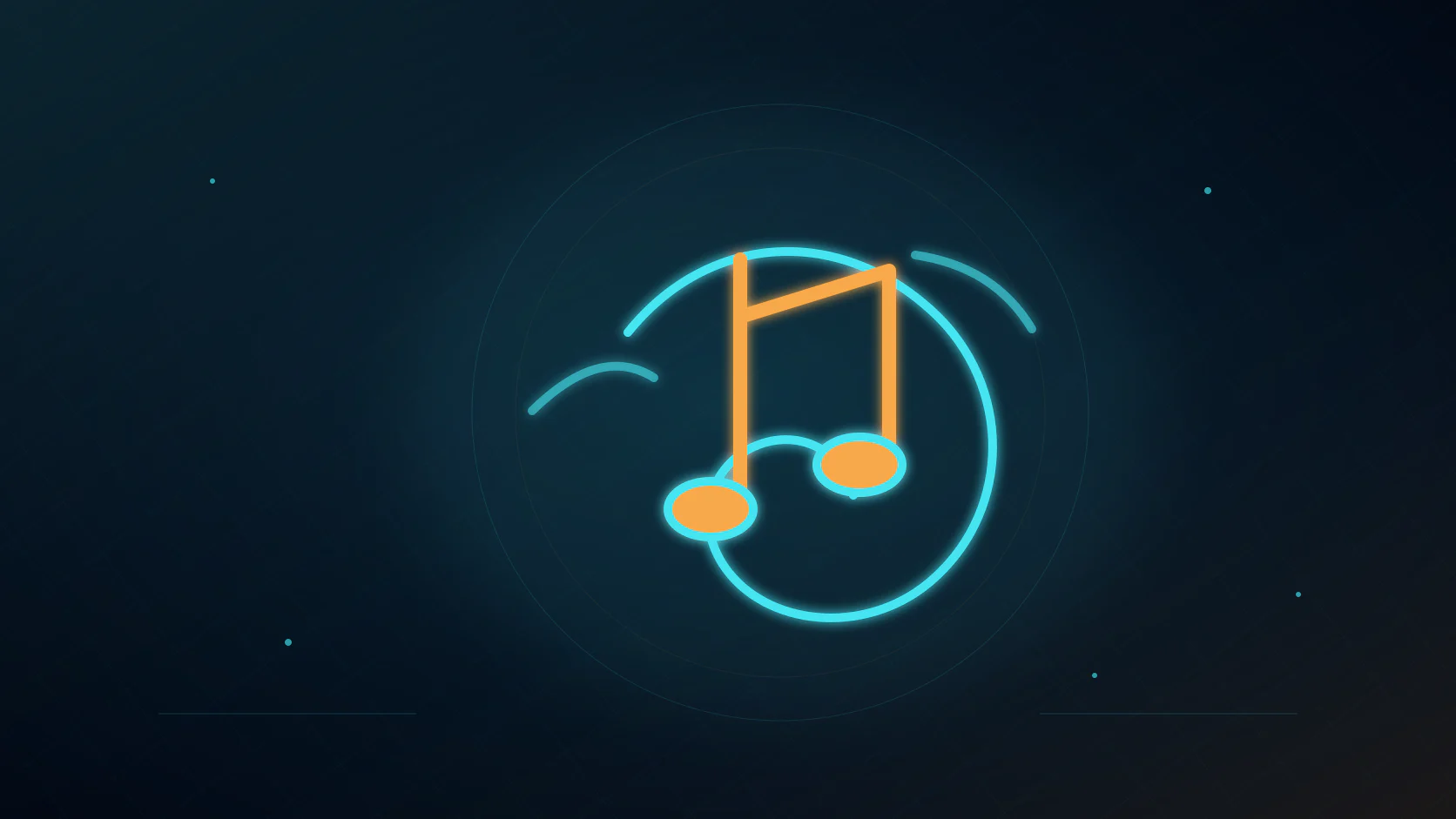 A cyan brain silhouette holding a looping amber musical waveform inside auditory cortex