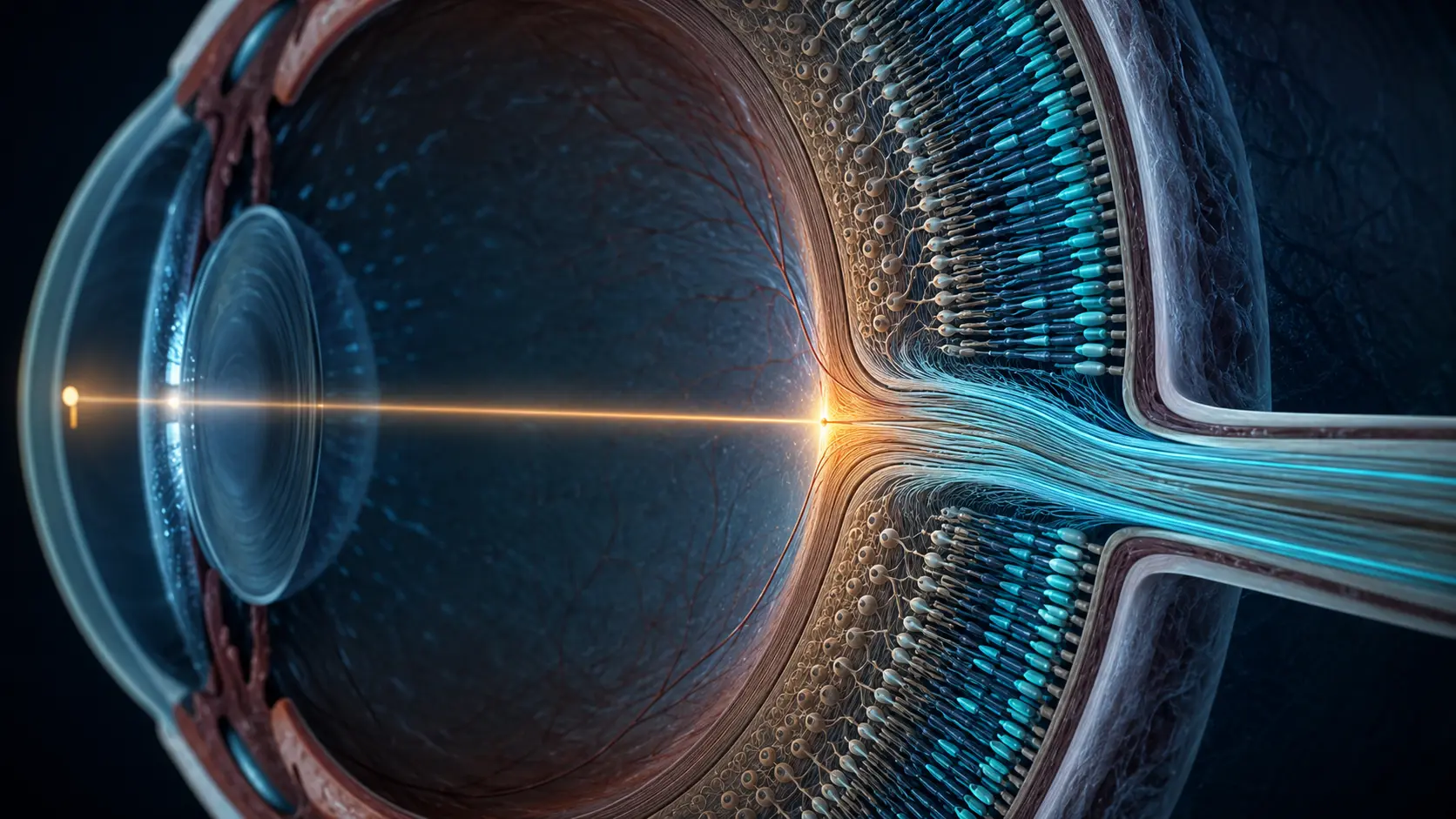 Retina and optic nerve pathways illustrating the eye's natural blind spot