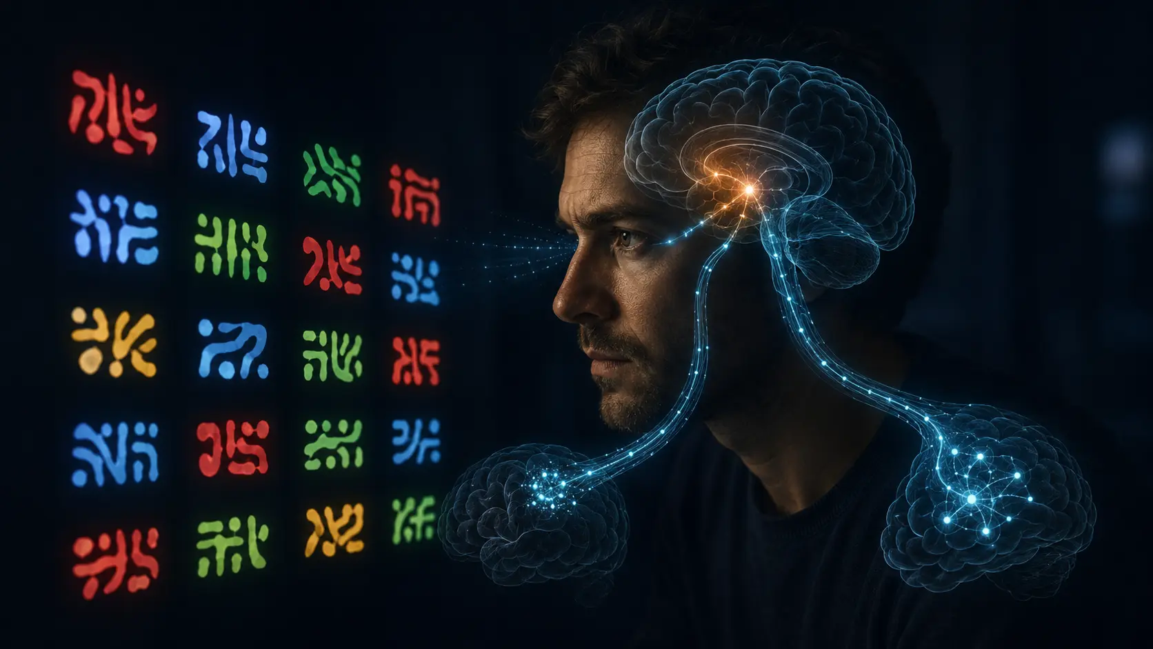 Conflicting color and reading signals competing within an attention network